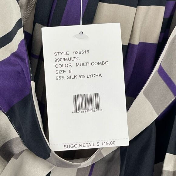 Robin Howe Silk Blend Pleated Knee Length Skirt Women 8 Purple Black Taupe - Picture 5 of 6